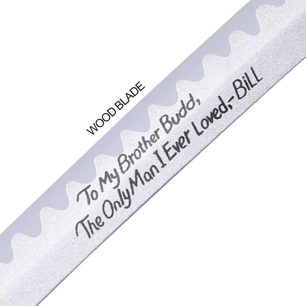 Kill Bill Budd's Wood Sword Katana "To my brother Budd, The only man I ever loved, Bill"