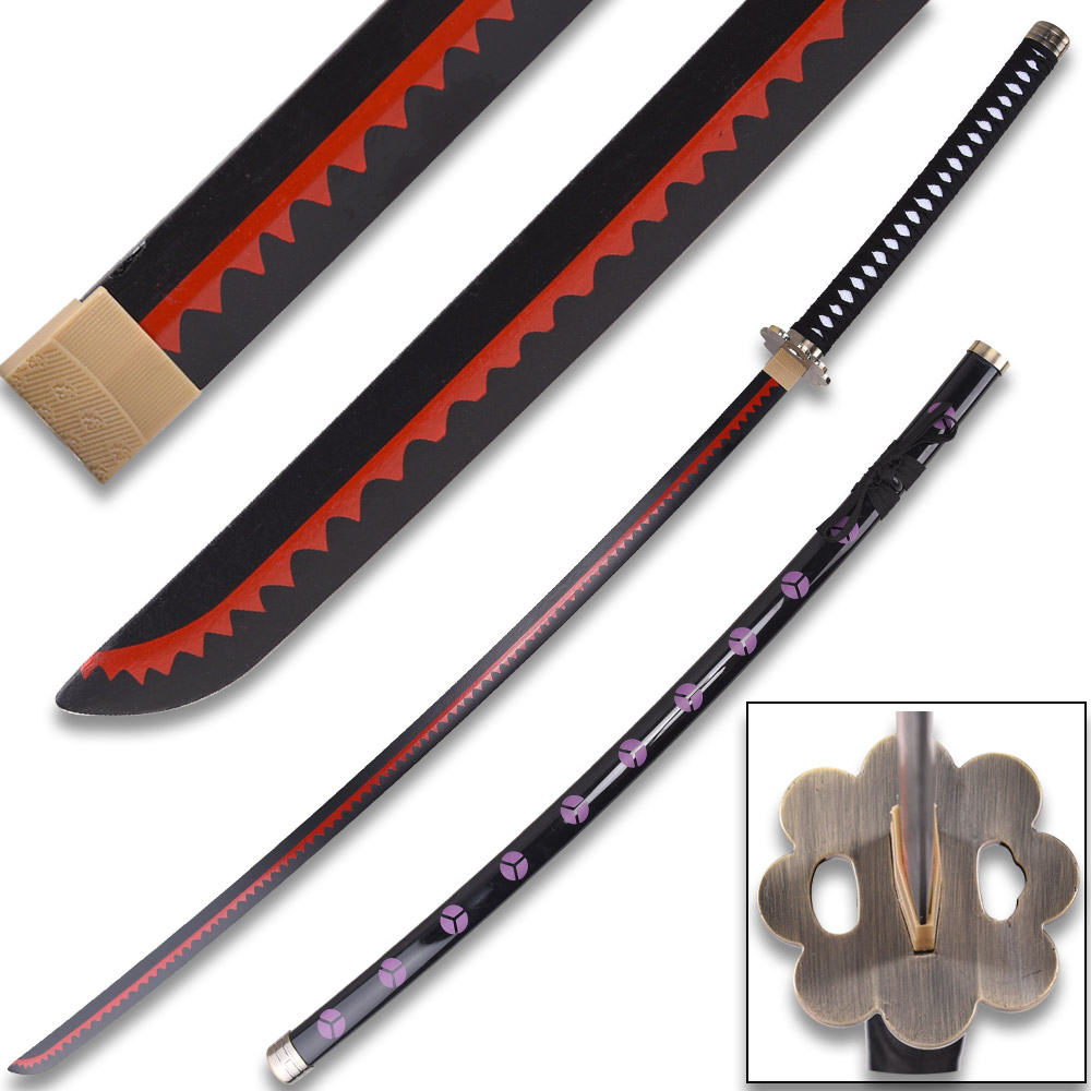 54" One Piece Anime Roronoa Zoro Shusui WOOD Katana w/ Plastic Scabbard O Wazamono Sword
