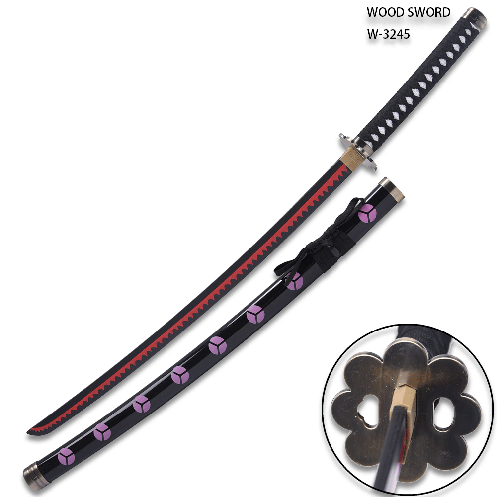 One Piece Anime Roronoa Zoro Shusui WOOD Katana w/ Plastic Scabbard O Wazamono Sword