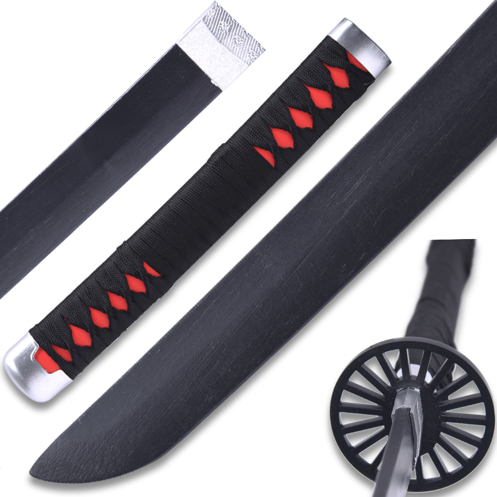 DEMON SLAYER -Wood TANJIRO Kamado Black NICHIRIN SWORD KATANA w/Plastic Scabbard