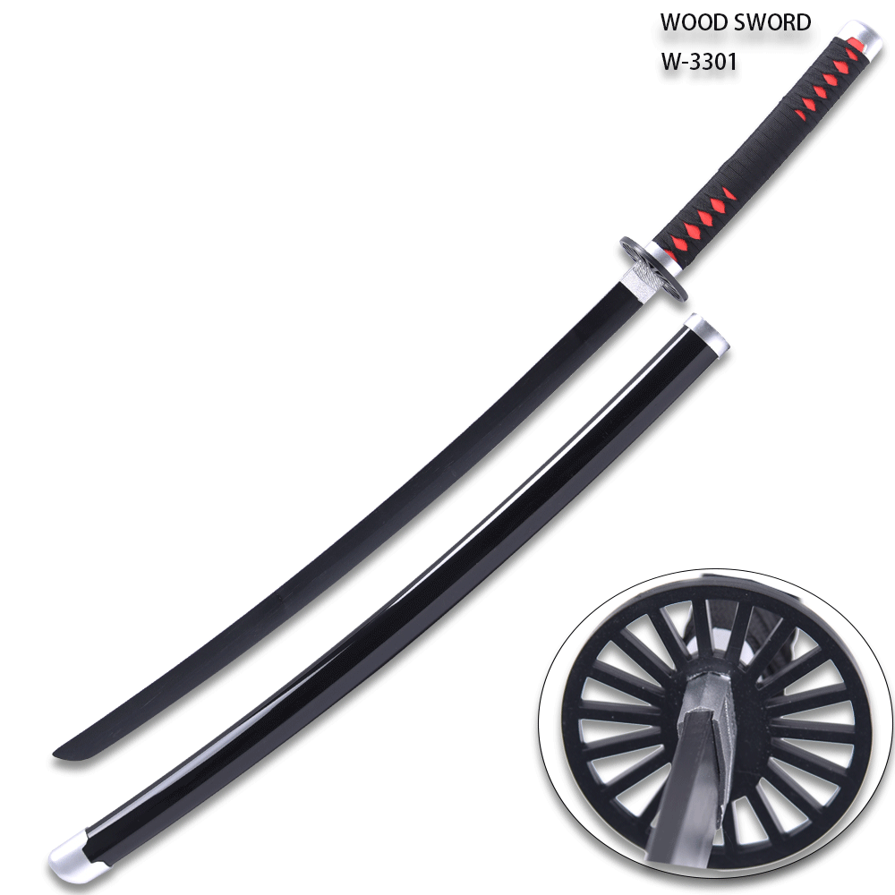 DEMON SLAYER -Wood TANJIRO Kamado Black NICHIRIN SWORD KATANA w/Plastic Scabbard