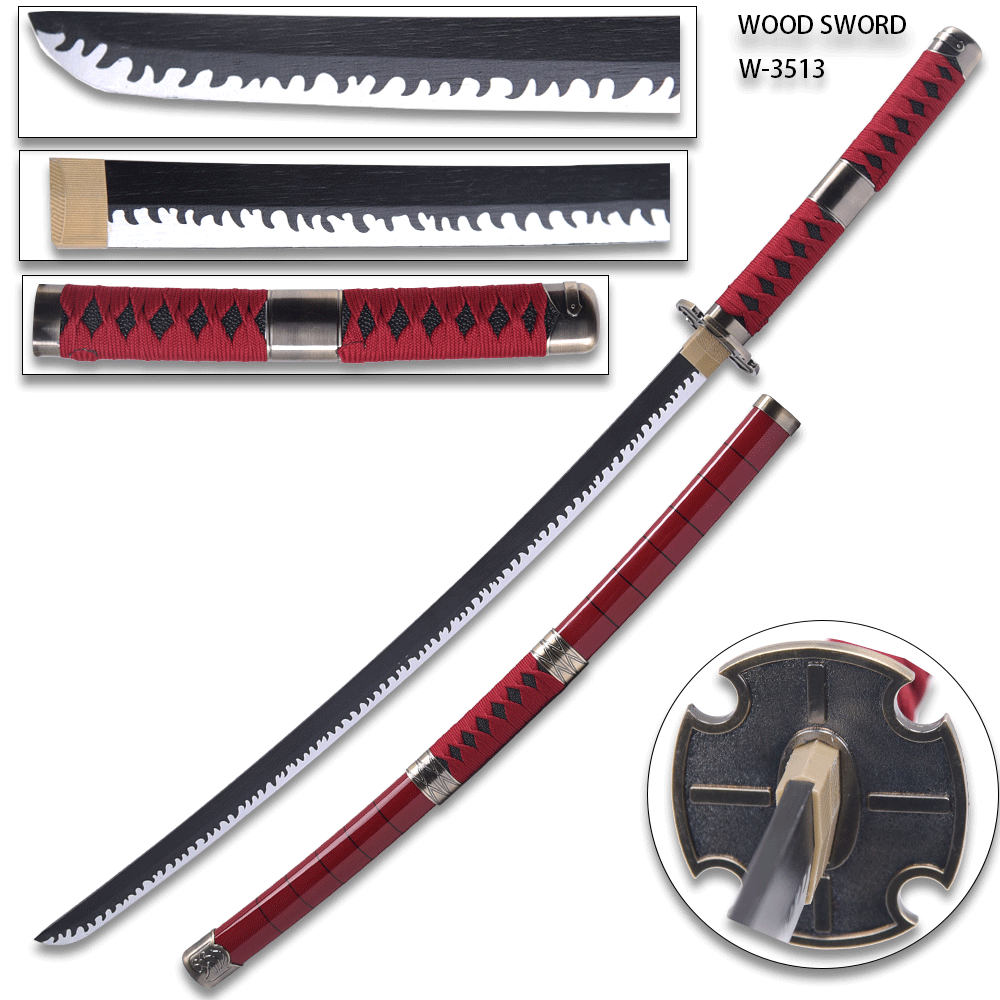 One Piece Anime Cosplay Replica Zoro Wado Ichimonji Wood Sword