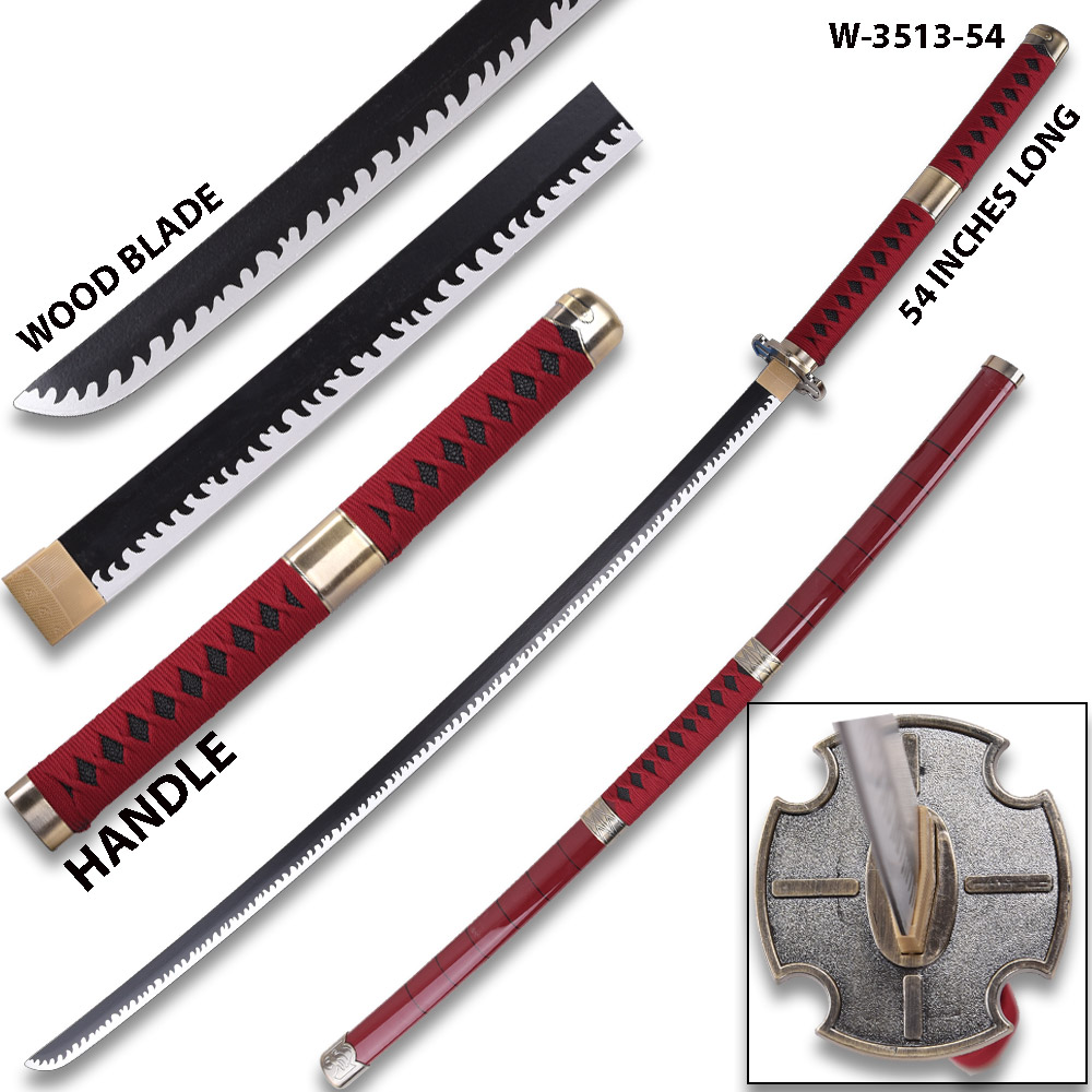 54" One Piece Anime Cosplay Replica Zoro Wado Ichimonji Wood Sword
