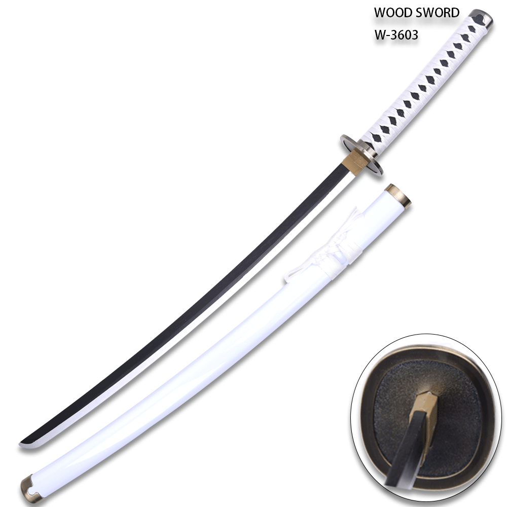 One Piece Roronoa Zoro's Wado Ichimonji Sword Wood All White Anime Katana Kuina