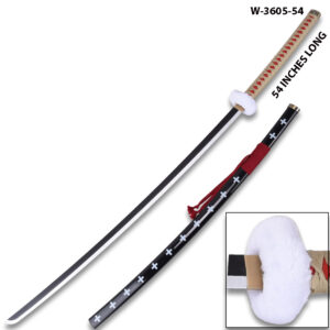 54" One Piece Anime Surgeon of Death Doctor Trafalgar Law Red Wood Sword  w/Plastic Scabbard