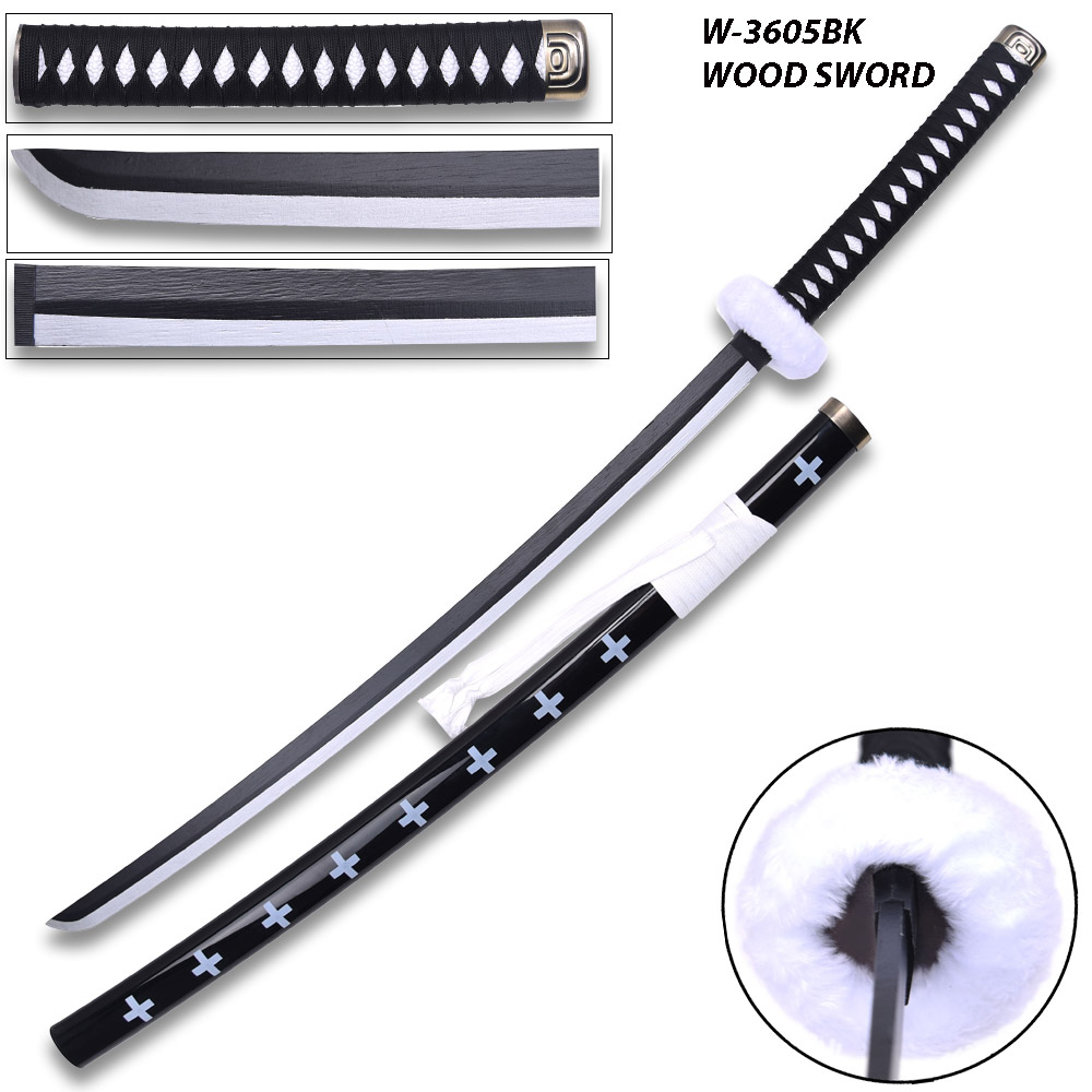 One Piece Anime Surgeon of Death Doctor Trafalgar Law Black Wood Sword  w/Plastic Scabbard