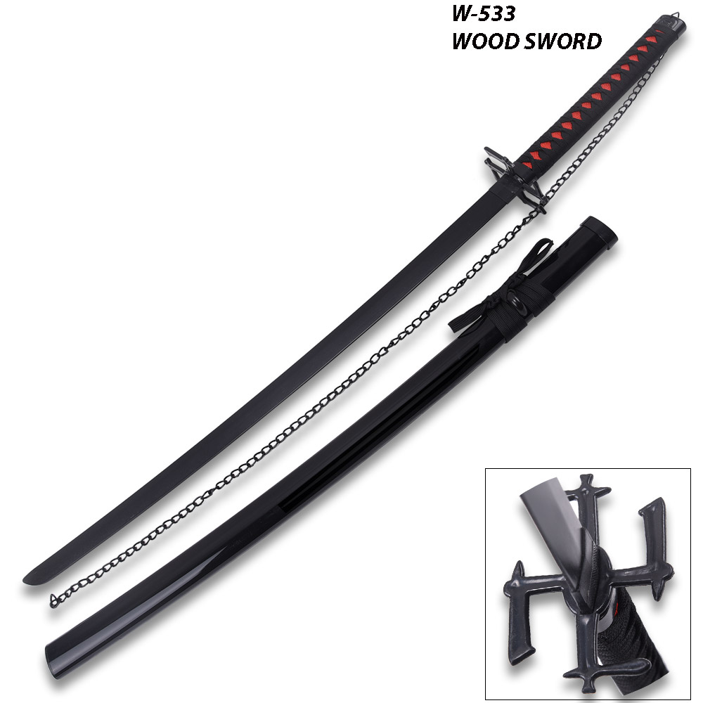 Cosplay Best Anime Wood Sword And Plastic Black Scabbard