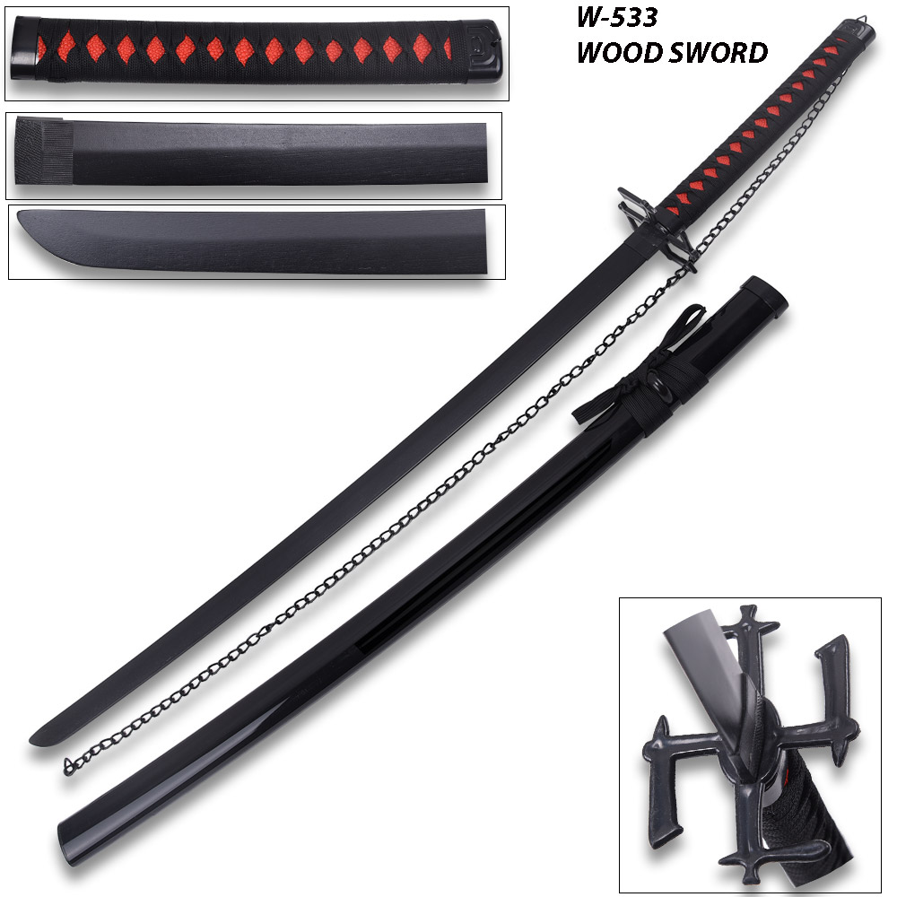 Cosplay Best Anime Wood Sword And Plastic Black Scabbard