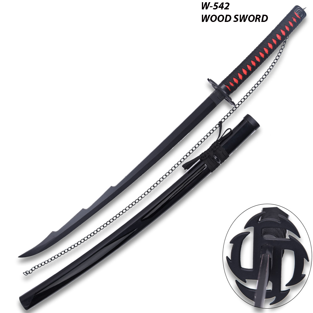 Japanese Cosplay Best Anime Kurosaki Wood Sword And Plastic Black Scabbard