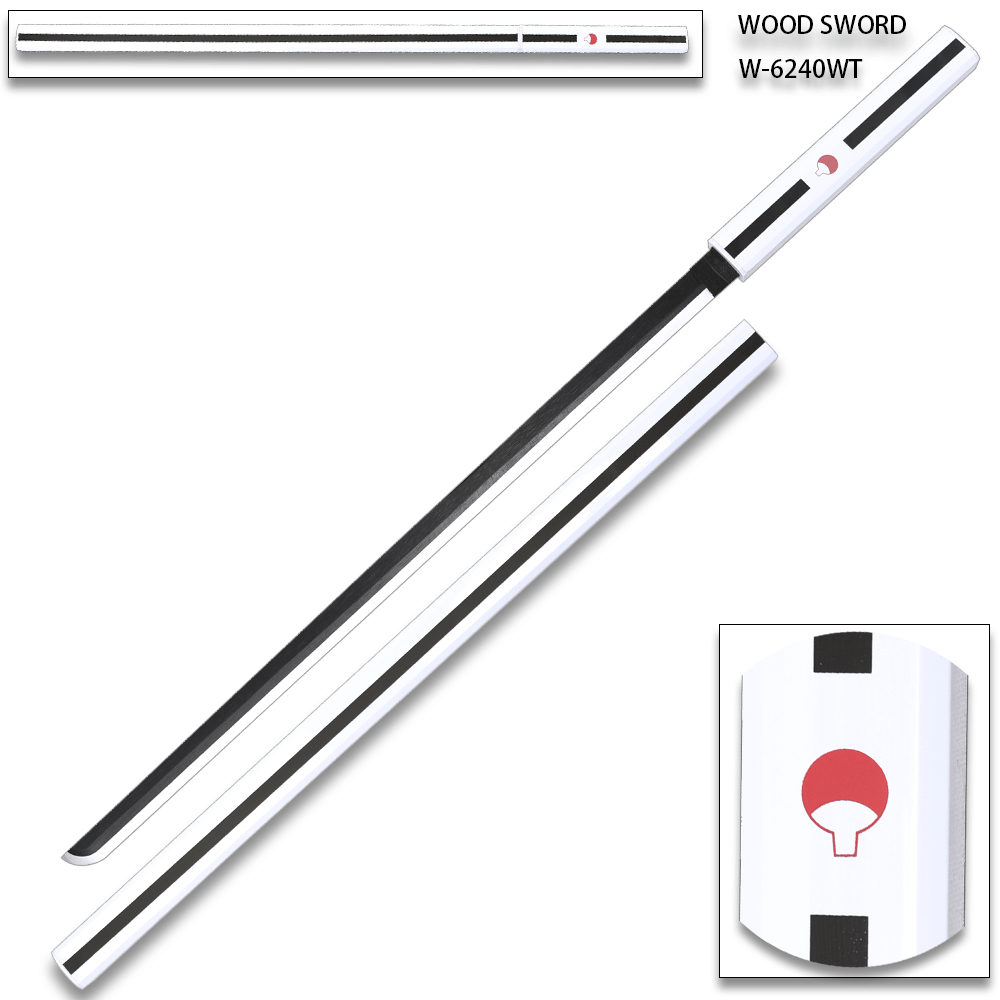 Sasuke Kusanagi Grass Cutter White Wood Ninja Sword Katana Cosplay Straitblade w/Plastic Scabbard