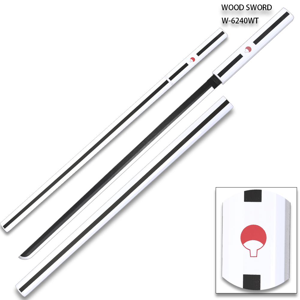 Sasuke Kusanagi Grass Cutter White Wood Ninja Sword Katana Cosplay Straitblade w/Plastic Scabbard
