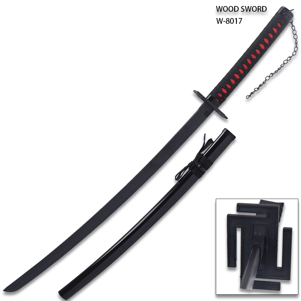 Best Anime Hero Wood Sword And Plastic Black Scabbard