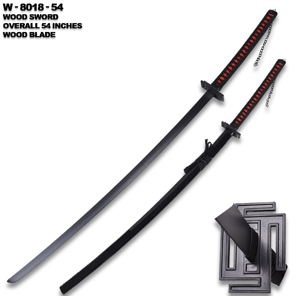 54" Best Anime Hero Wood Sword And Black  Scabbard