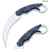 Karambit 9" Full Tang Knife D2 Steel Micarta Blue & Tan Wood Handle