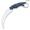 Karambit 9" Full Tang Knife D2 Steel Micarta Blue & Tan Wood Handle