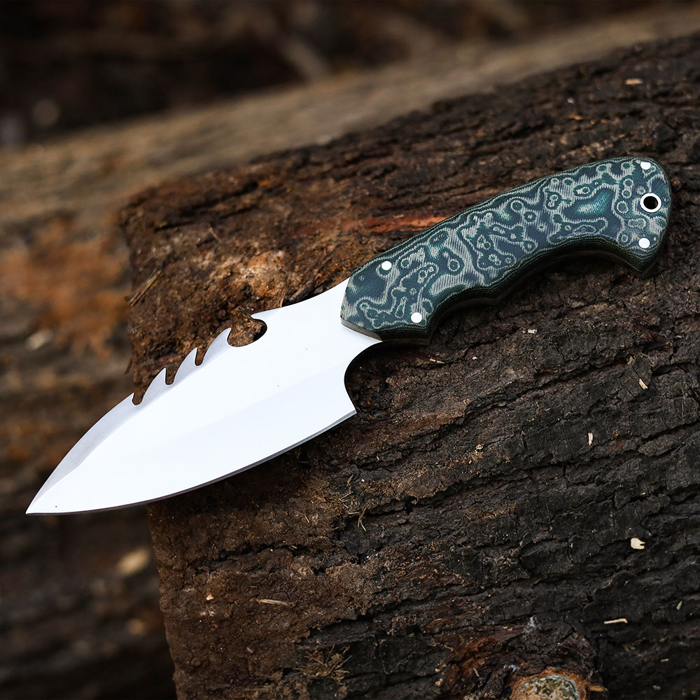 Tactical Survival Fixed Blade Knife D2 Steel Micarta Wood Handle