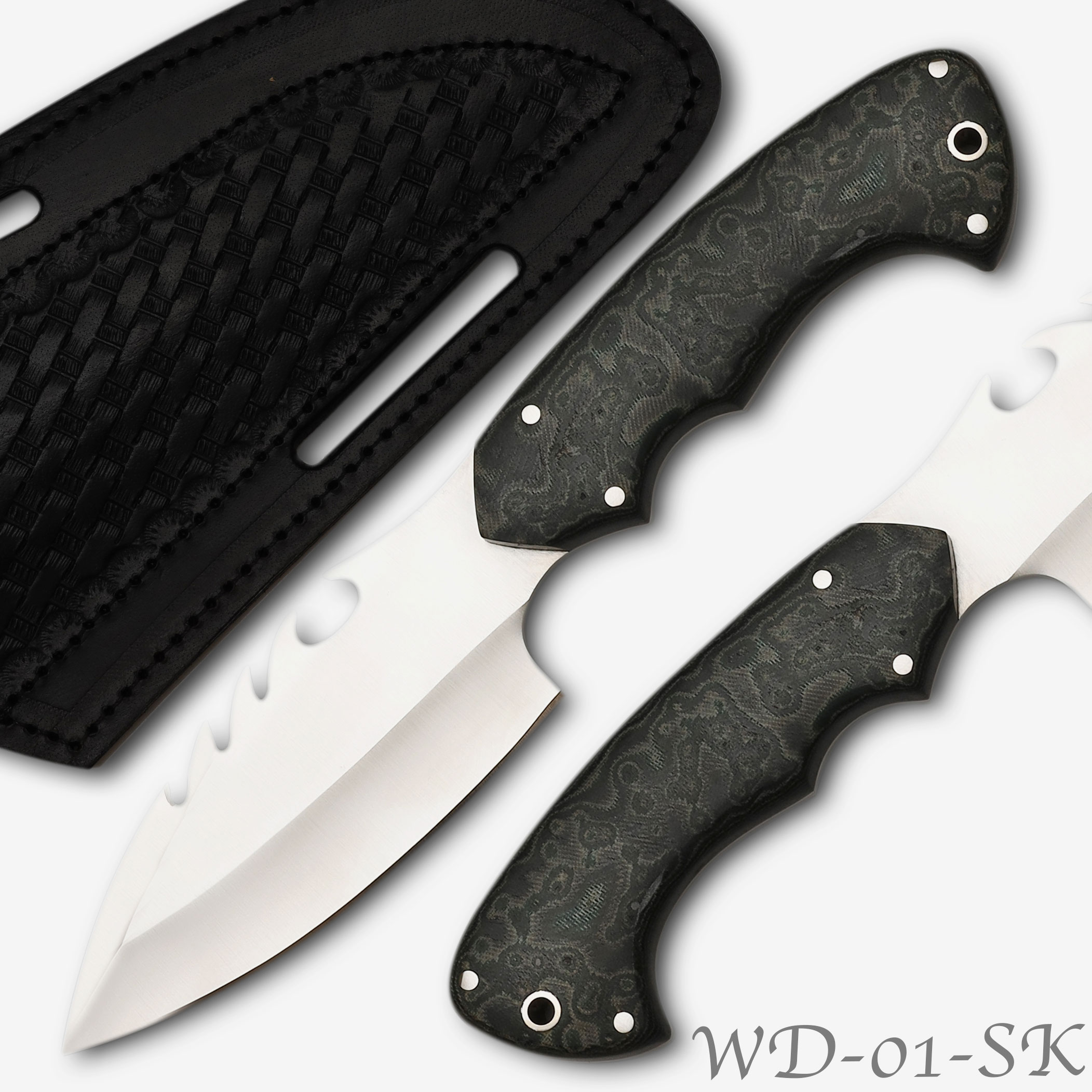 Tactical Survival Fixed Blade Knife D2 Steel Micarta Wood Handle