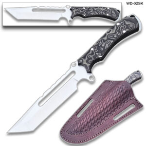 Phantom Point Tactical Survival Fixed Blade Knife D2 Steel Micarta Wood Handle