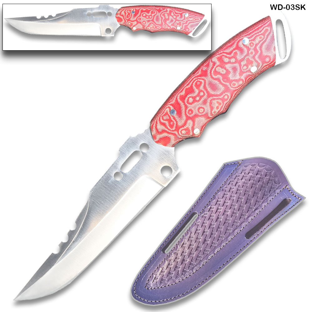 Trailfire Tactical Survival Serrated Fixed Blade Knife D2 Steel Micarta Wood Handle