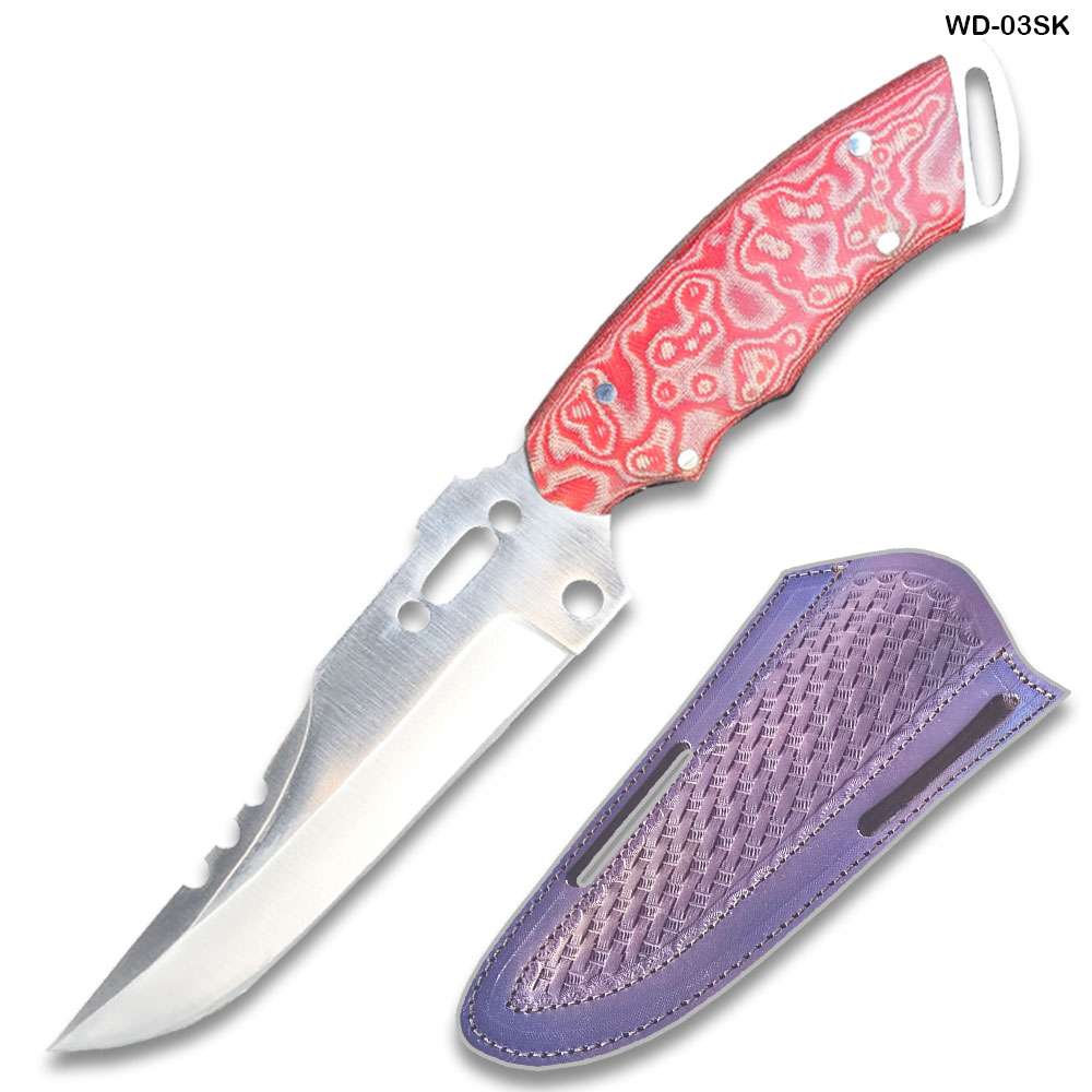 Trailfire Tactical Survival Serrated Fixed Blade Knife D2 Steel Micarta Wood Handle