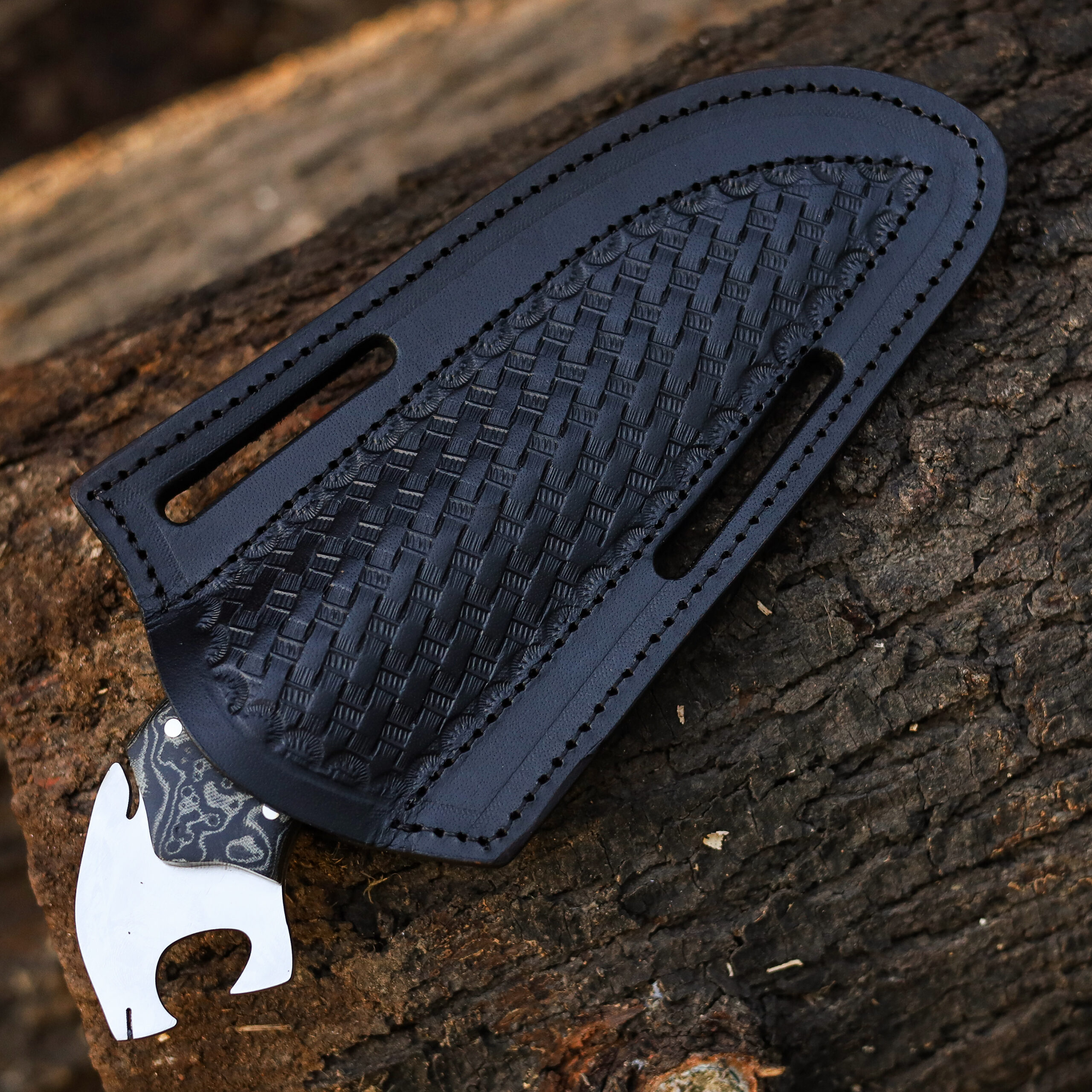 Tactical Fixed Blade Knife D2 Steel Micarta Wood Lion Handle