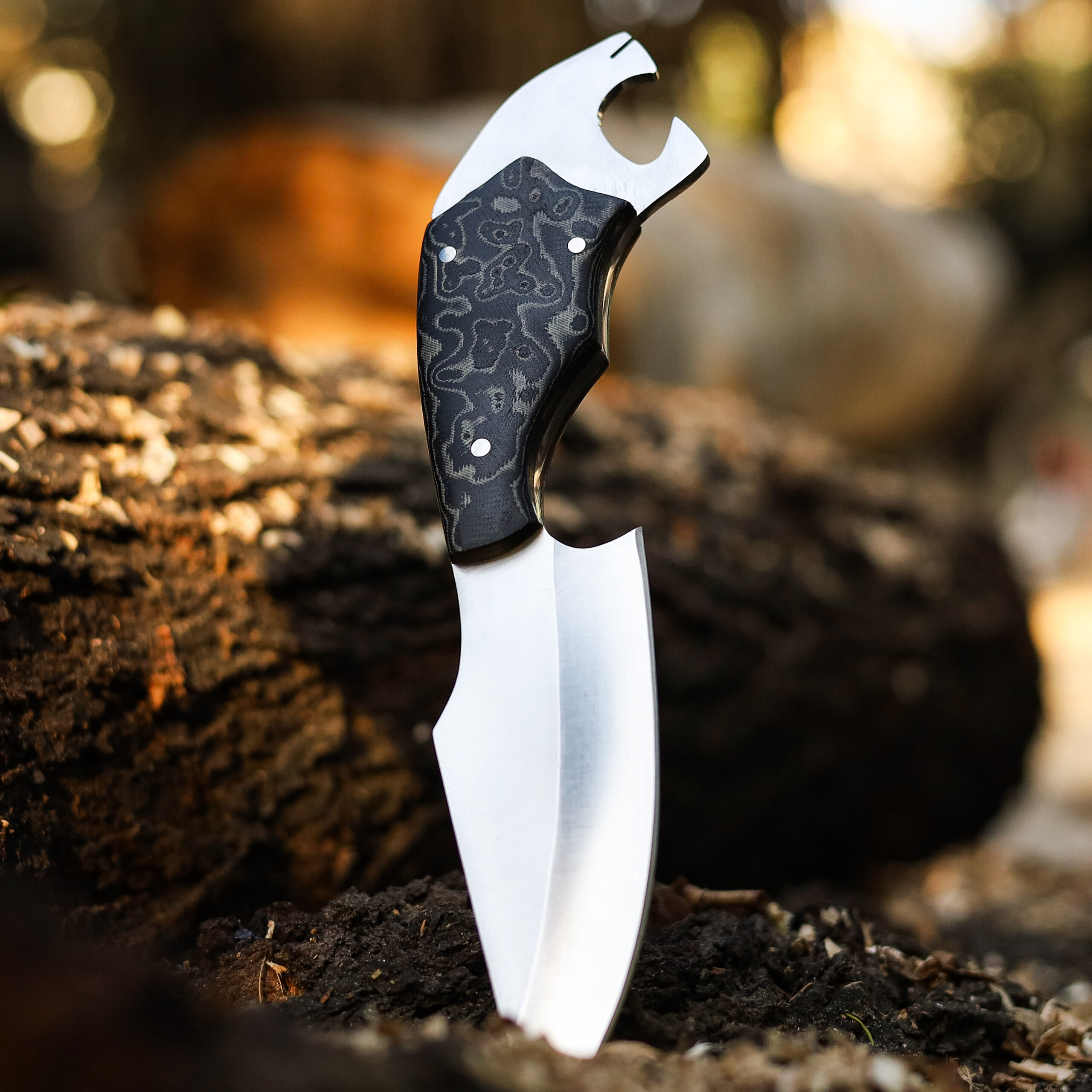 Tactical Fixed Blade Knife D2 Steel Micarta Wood Lion Handle