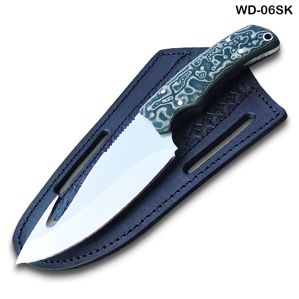 Gut Hook Tactical Survival Fixed Blade Knife D2 Steel Micarta Wood Handle