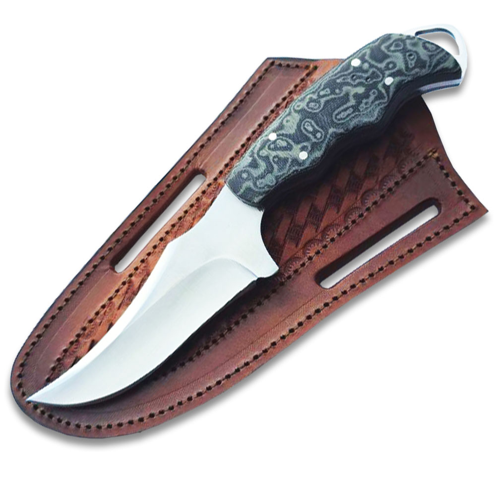 D-2 Steel Trailmaster Curved Skinner Knife with G-10 Handle