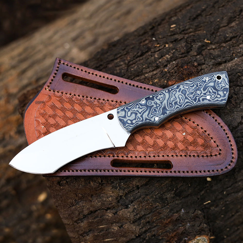 Tactical Hunter Fixed Blade Knife D2 Steel Micarta Wood Handle