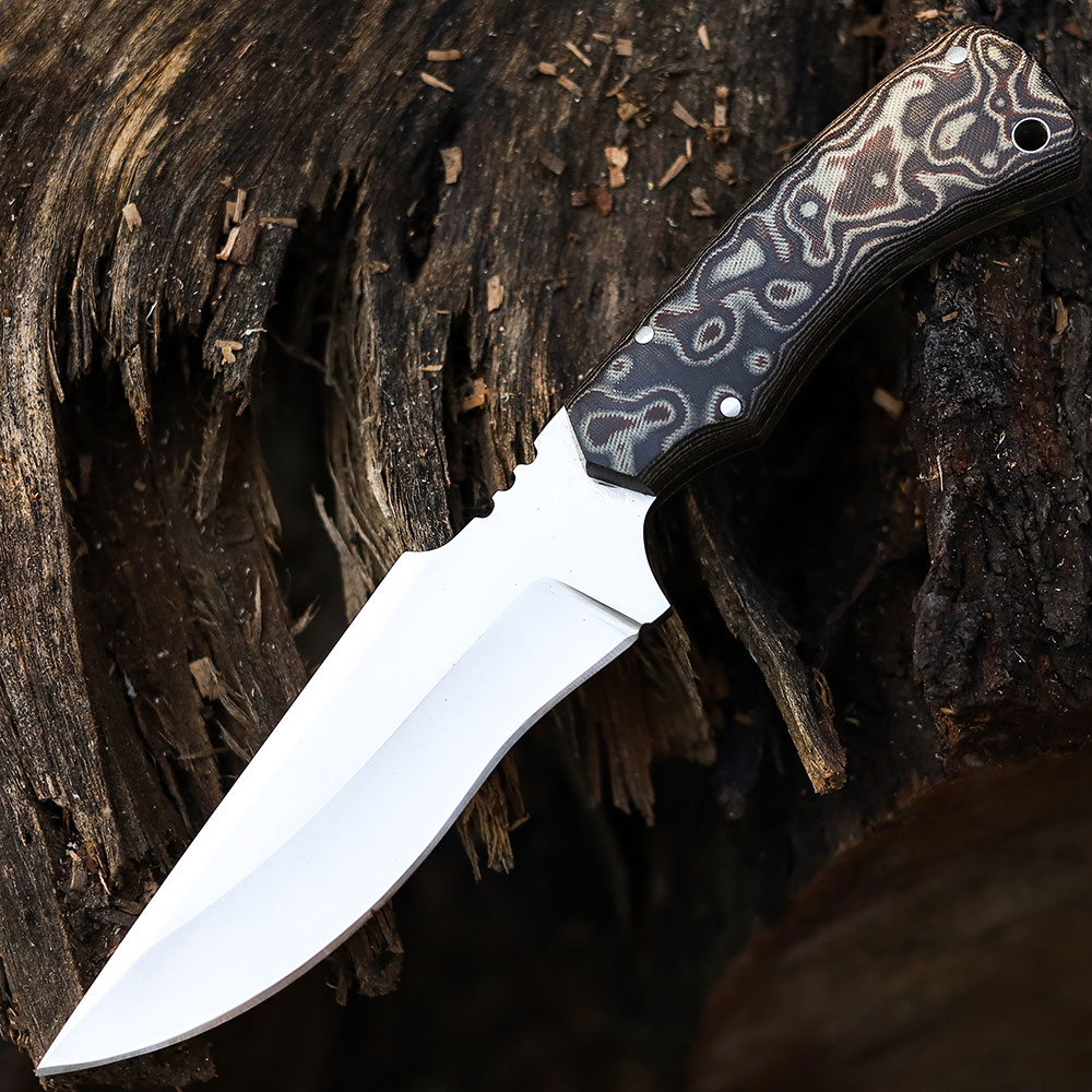 Skinner Tactical Survival Fixed Blade Knife D2 Steel Micarta Wood Handle