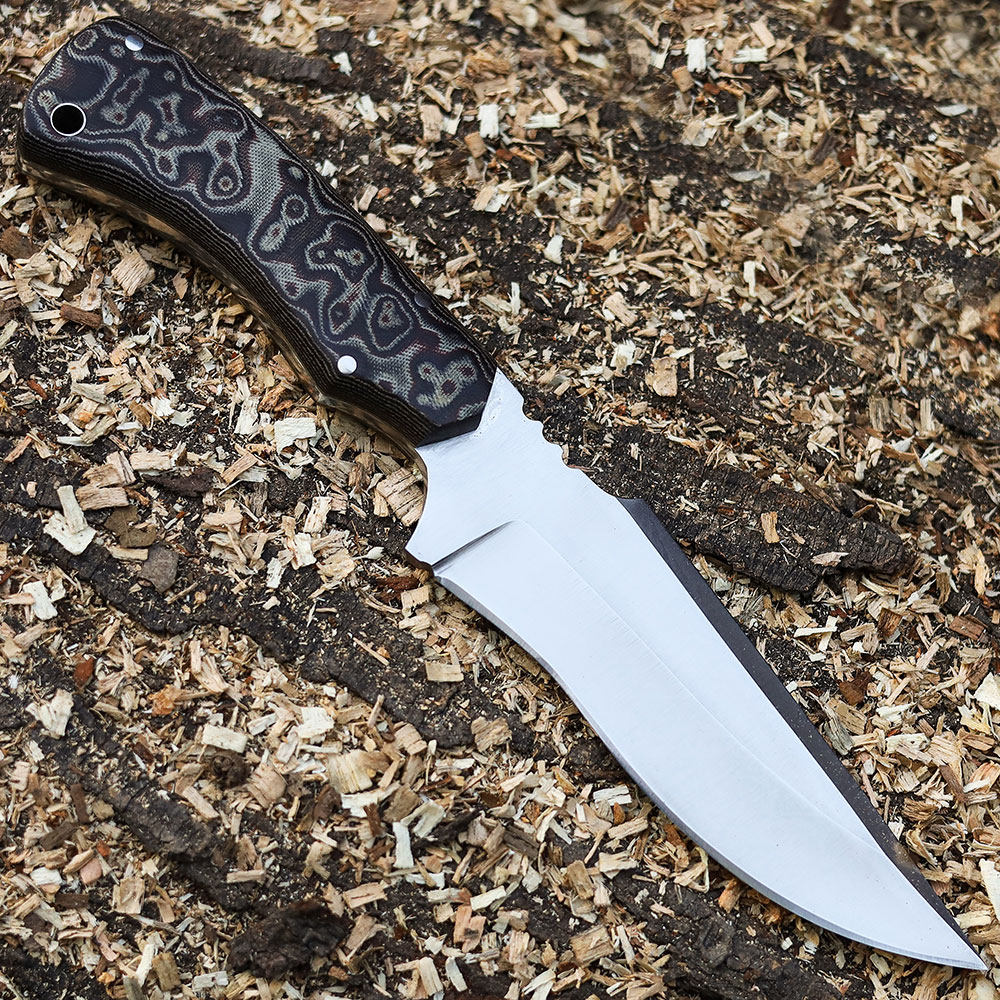 Skinner Tactical Survival Fixed Blade Knife D2 Steel Micarta Wood Handle