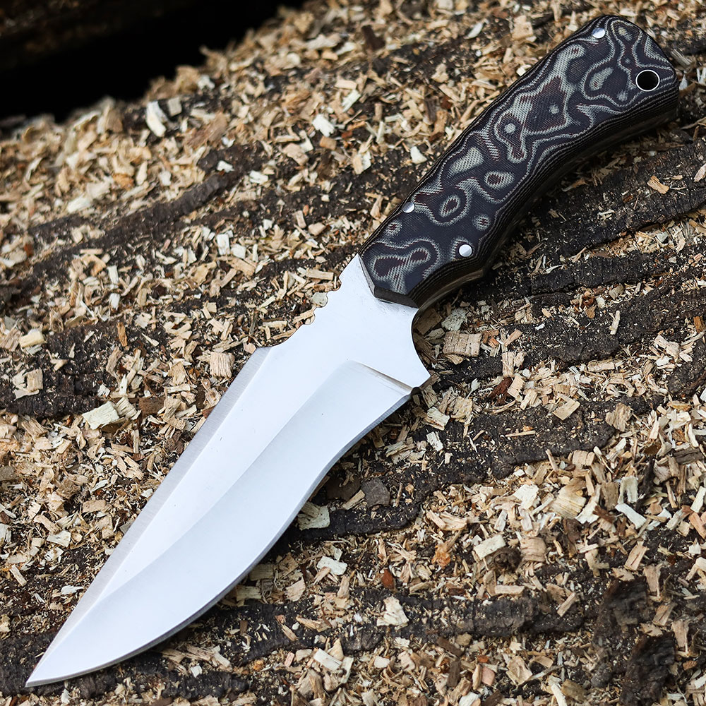 Skinner Tactical Survival Fixed Blade Knife D2 Steel Micarta Wood Handle