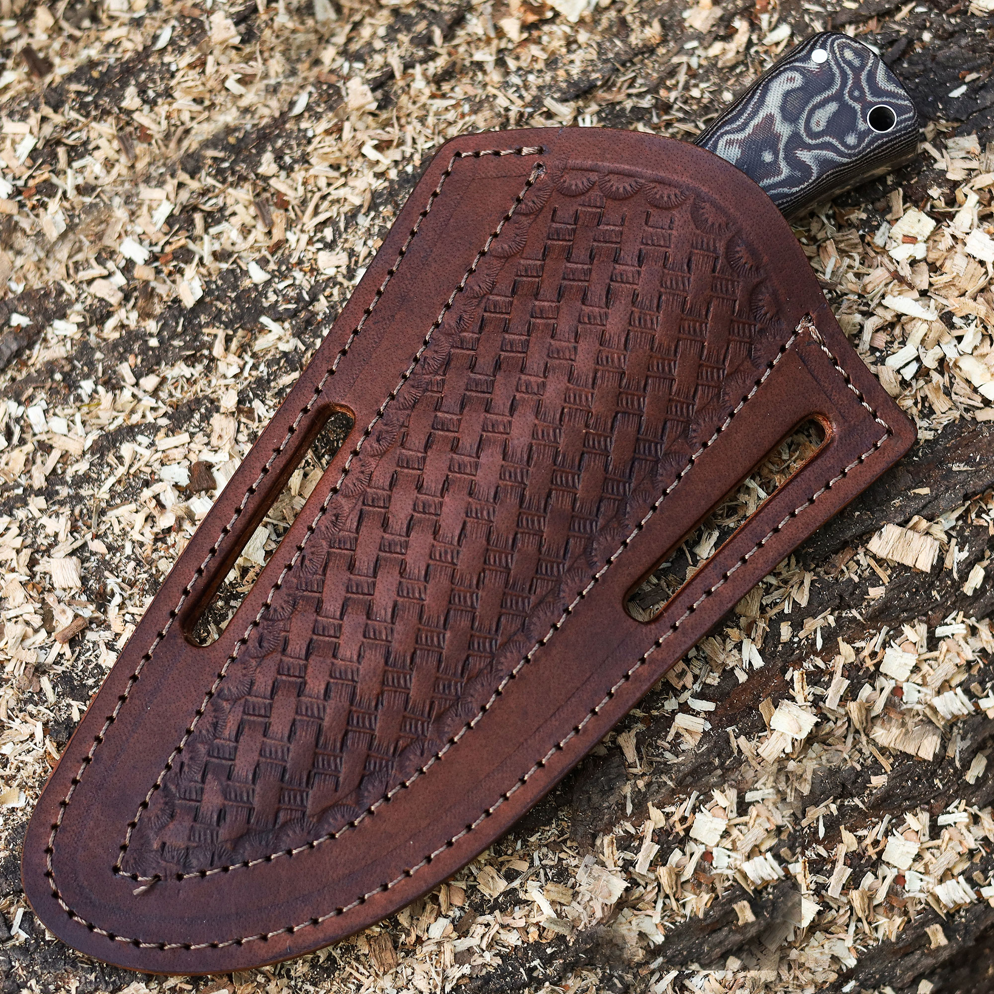 Skinner Tactical Survival Fixed Blade Knife D2 Steel Micarta Wood Handle