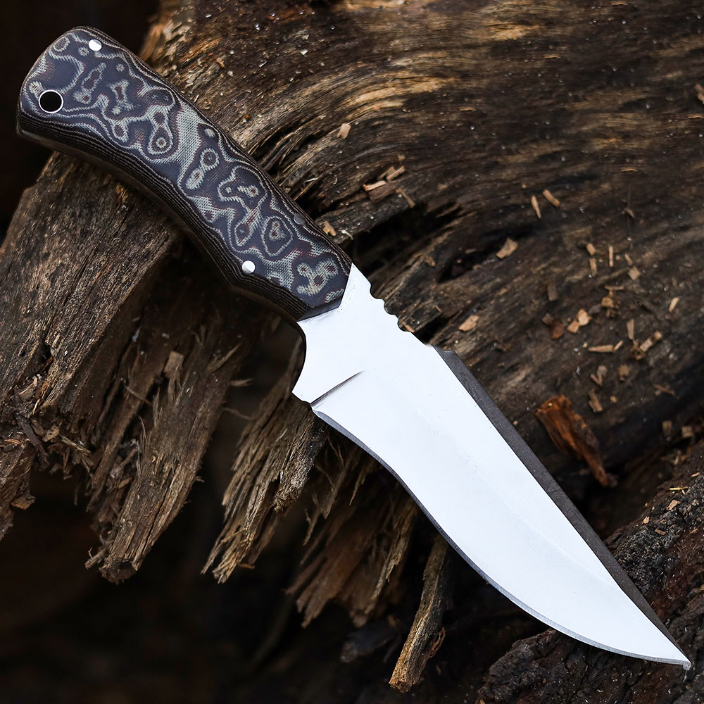 Skinner Tactical Survival Fixed Blade Knife D2 Steel Micarta Wood Handle