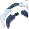 Massive 18" Double Bladed Karambit Full Tang Knife D2 Steel Micarta Black & Tan Wood Handle