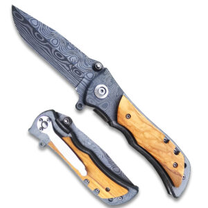 Custom Damascus Pattern  Ball Bearing Pocket Knife