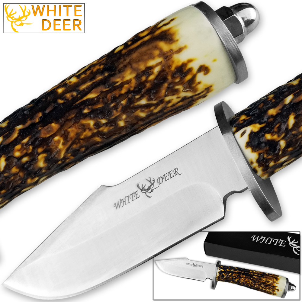 WHITE DEER Apprentice 2 9.75in Knife 440 Stainless Steel Sim-Stag Handle