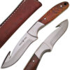 WHITE DEER J2 Steel Hunters Guthook Skinner Knife Wood Grip Drop Point