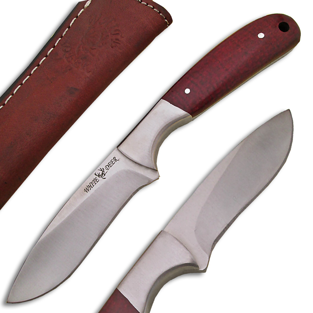 WHITE DEER Pot Belly J2 Steel Skinner Knife Hunters Micarta Grip Drop Point