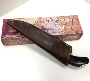 WHITE DEER Full Tang J2 Steel Tactical Knife Buffalo Horn Grip Drop Point