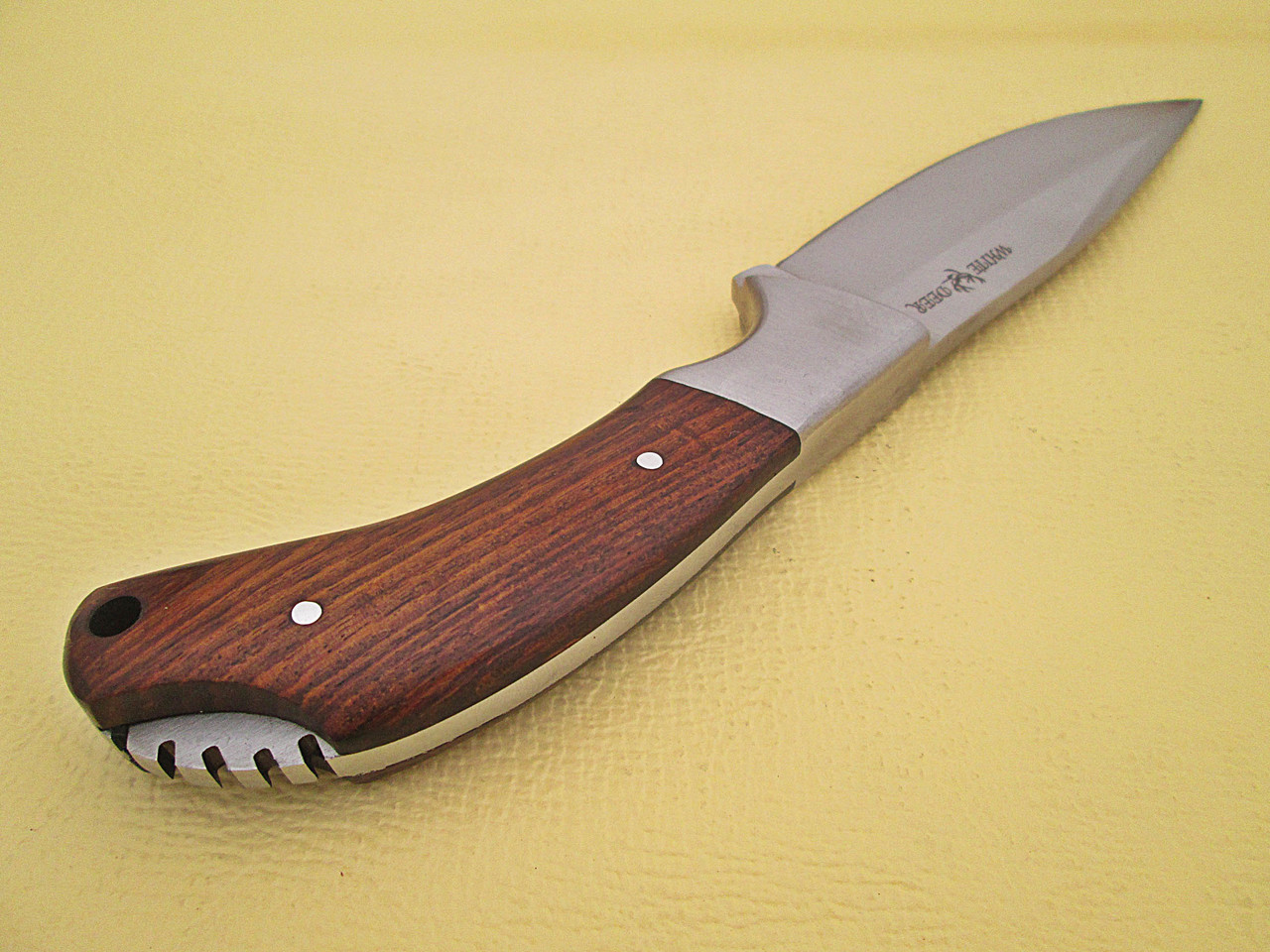 WHITE DEER Full Tang J2 Steel Tactical Knife Walnut Grip Drop Point