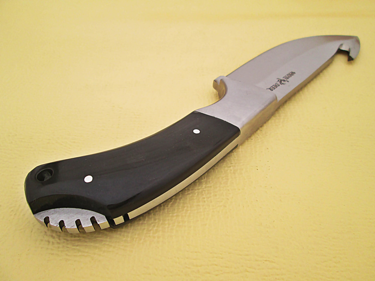 Case of 6pcs WHITE DEER Guthook Ranger Series J2 Steel Skinner Knife Buffalo Horn Grip