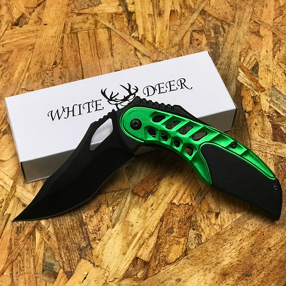 White Deer Tactical Knife Green and Black