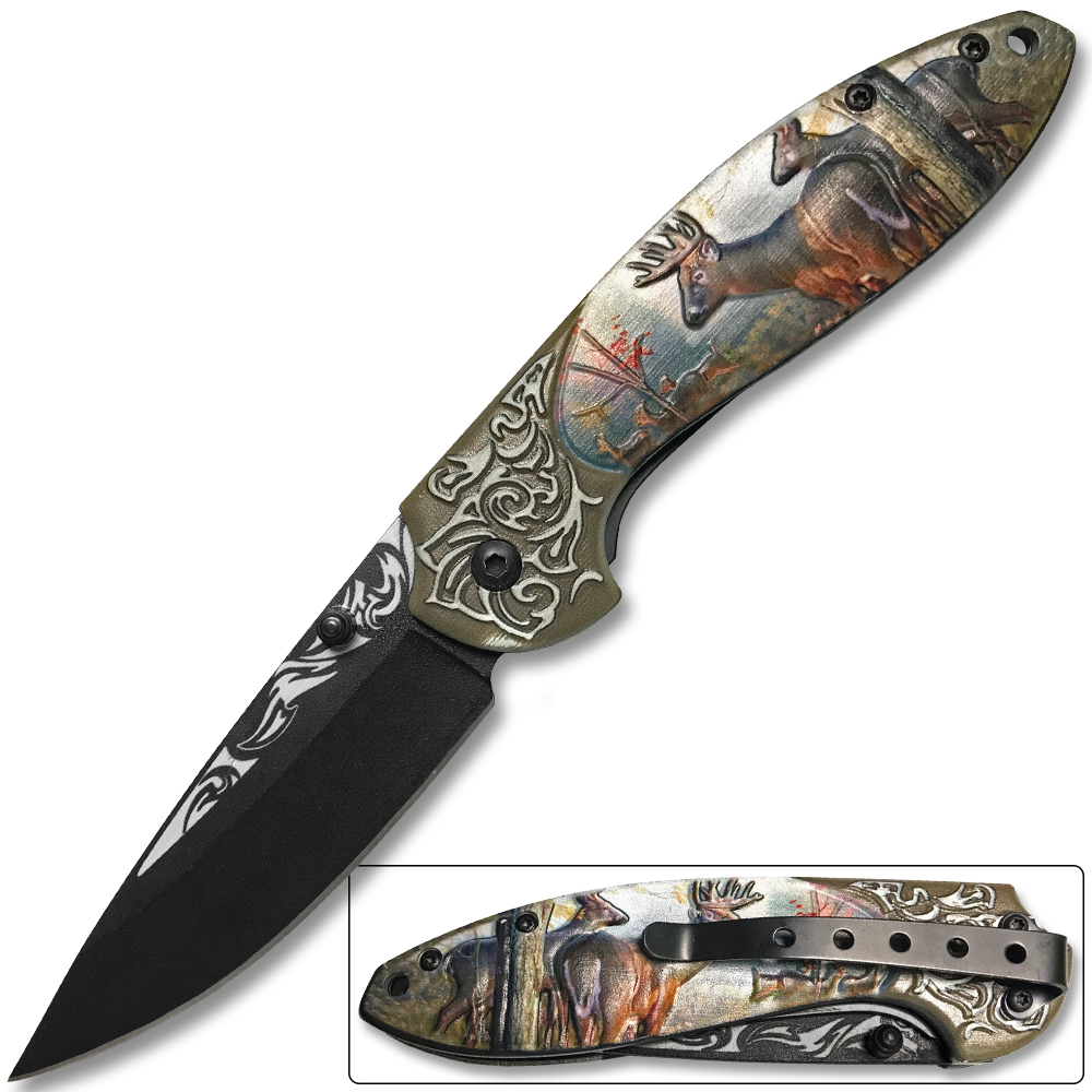 White Deer Hunter's Dream Knife Lightened Assisted Open