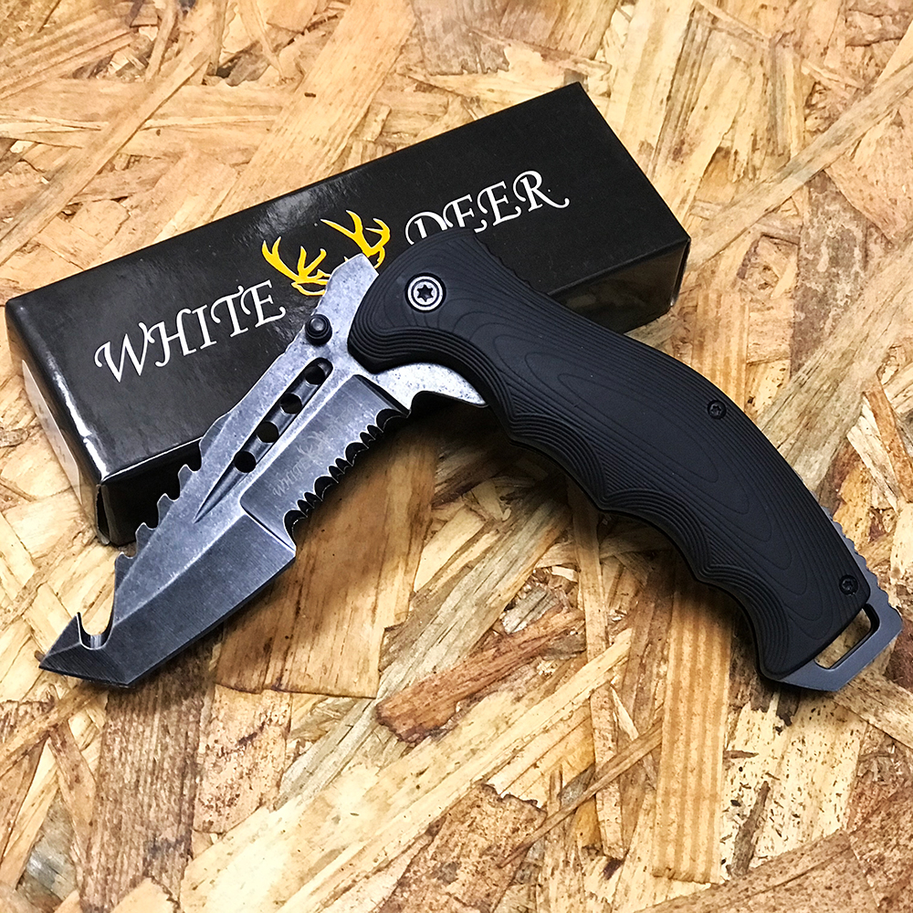 White Deer Stone Wash Gut Hook Assisted Black