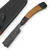 White Deer Shaving Razor Damascus Forged Cocobolo, Olivewood, Buffalo Horn Handle Trio