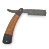 White Deer Shaving Razor Damascus Forged Cocobolo, Olivewood, Buffalo Horn Handle Trio