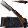 White Deer Damascus Steel Ultra Sharp Straight Razor Shaving - Bison Horn & Walnut Grips