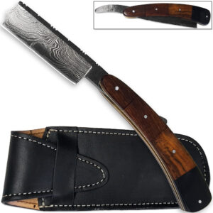 White Deer Damascus Steel Ultra Sharp Straight Razor Shaving - Bison Horn & Walnut Grips