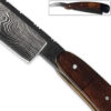 White Deer Damascus Steel Ultra Sharp Straight Razor Shaving - Bison Horn & Walnut Grips